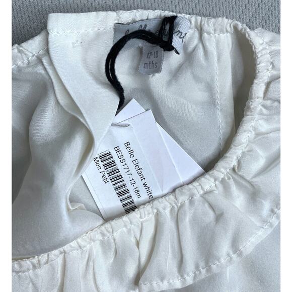 NWT Belle Enfant Off-White Ruffle Collar Silk Blouse Girls 12-18 Mo - Picture 3 of 3